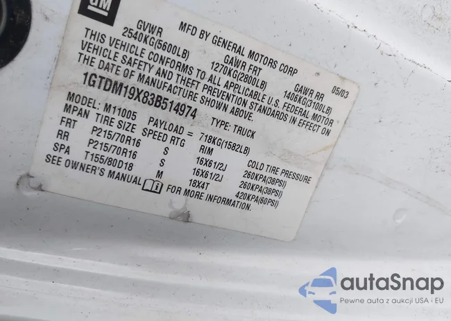 1GTDM19X83B514974: 43598005