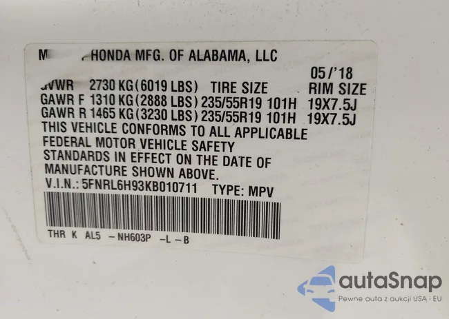 5FNRL6H93KB010711: 43598114