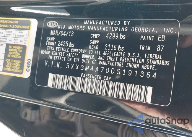 5XXGM4A70DG191364: 43599347