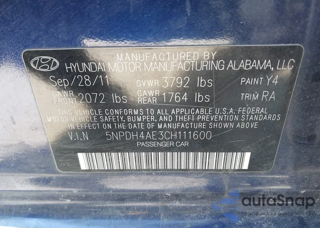 5NPDH4AE3CH111600: 43599506