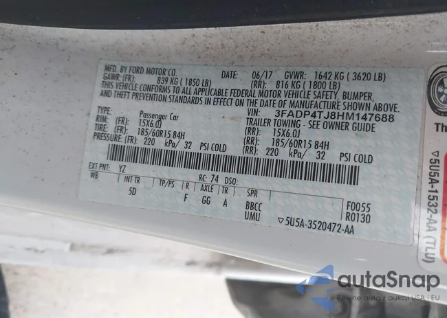 3FADP4TJ8HM147688: 43599876