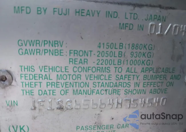 JF1SG65664H754540: 43598975
