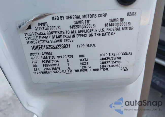 1GKEC16Z93J238831: 43599031