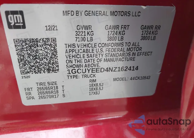 1GCUYEED4NZ162414: 43599159