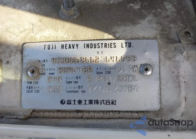 4S3BH686627646053: 43599237