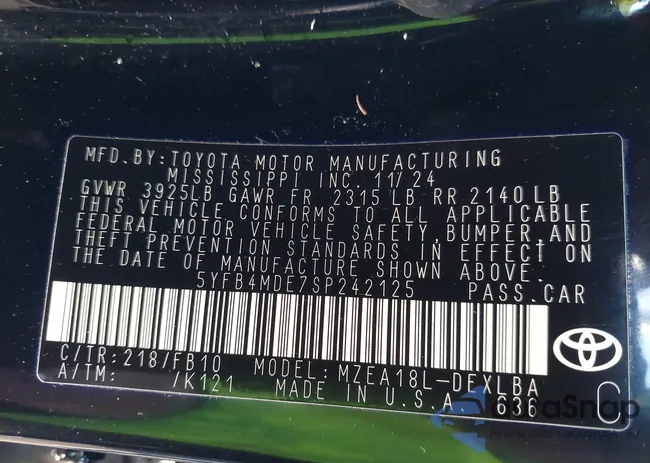 5YFB4MDE7SP242125: 43599247