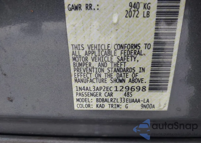 1N4AL3AP2EC129698: 43600326