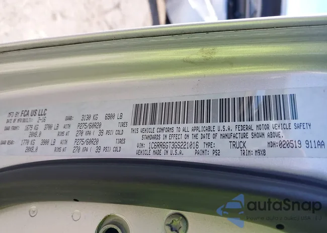 1C6RR6GT3GS221016: 43600446