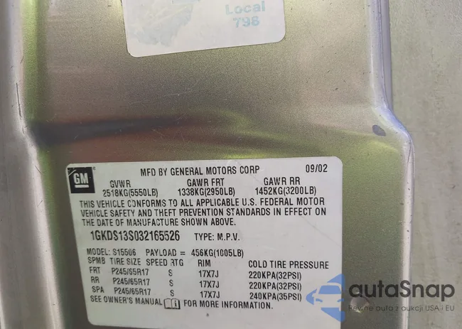 1GKDS13S032165526: 43600472