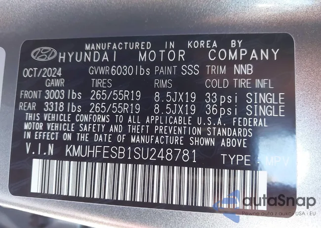 KMUHFESB1SU248781: 43600620