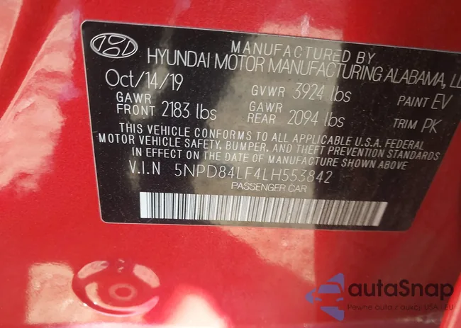 5NPD84LF4LH553842: 43600723