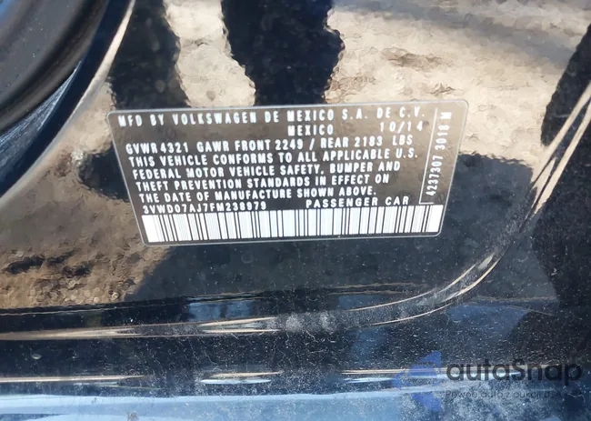 3VWD07AJ7FM238979: 43600761