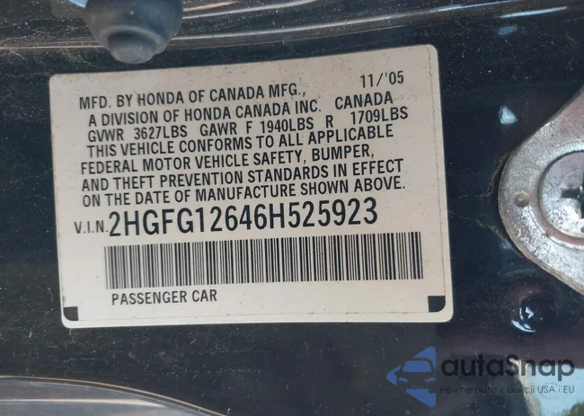 2HGFG12646H525923: 43600801