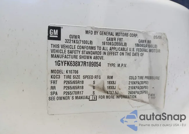 1GYFK638X7R189054: 43600826