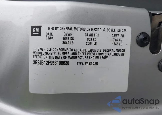 3G2JB12F95S108630: 43600031