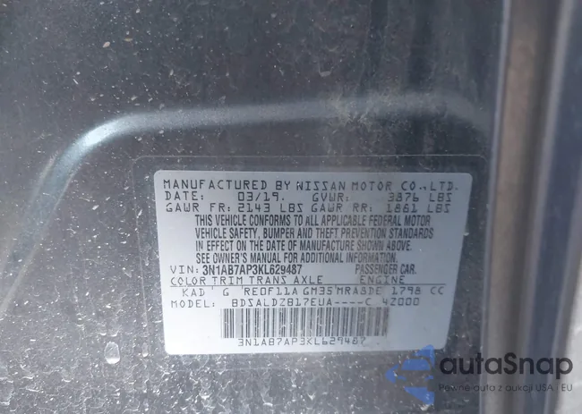 3N1AB7AP3KL629487: 43600040