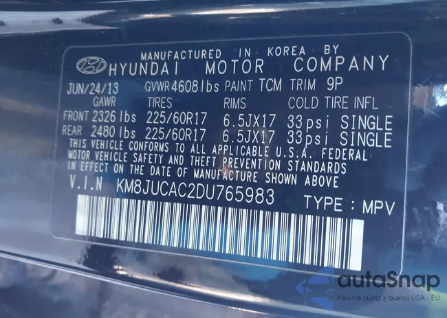 KM8JUCAC2DU765983: 43601339