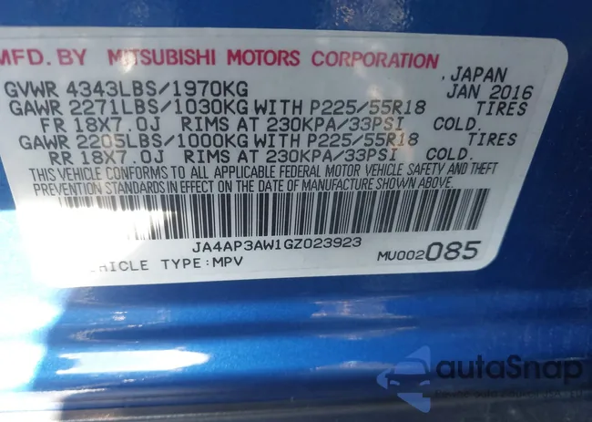 JA4AP3AW1GZ023923: 43601372