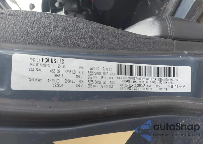 1C4SDJFT2KC685267: 43601457