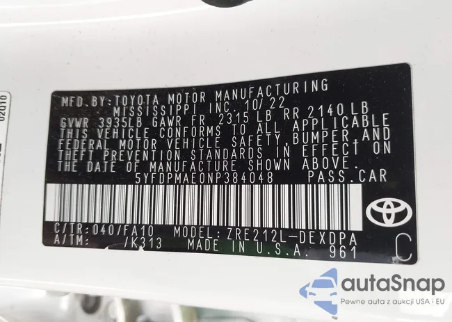 5YFDPMAE0NP384048: 43601614