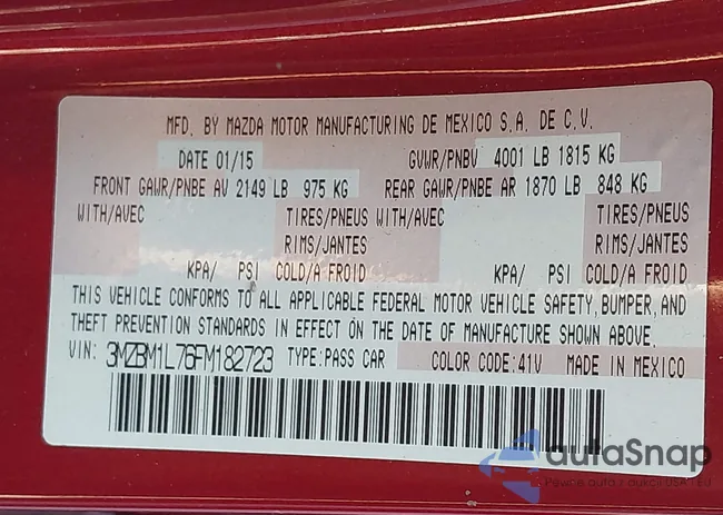 3MZBM1L76FM182723: 43601730