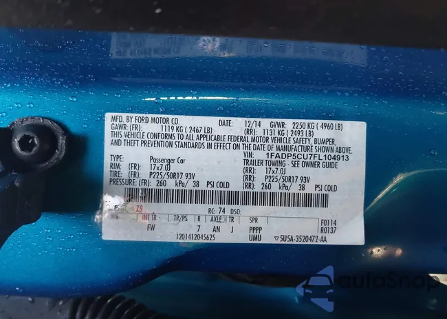 1FADP5CU7FL104913: 43601847