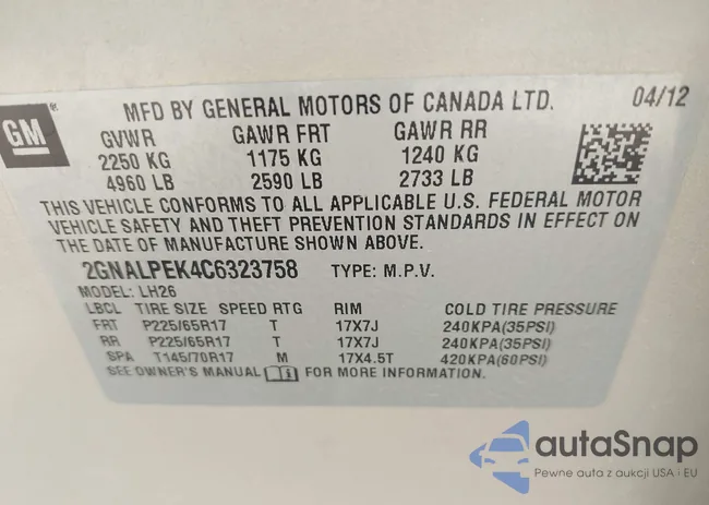 2GNALPEK4C6323758: 43601889