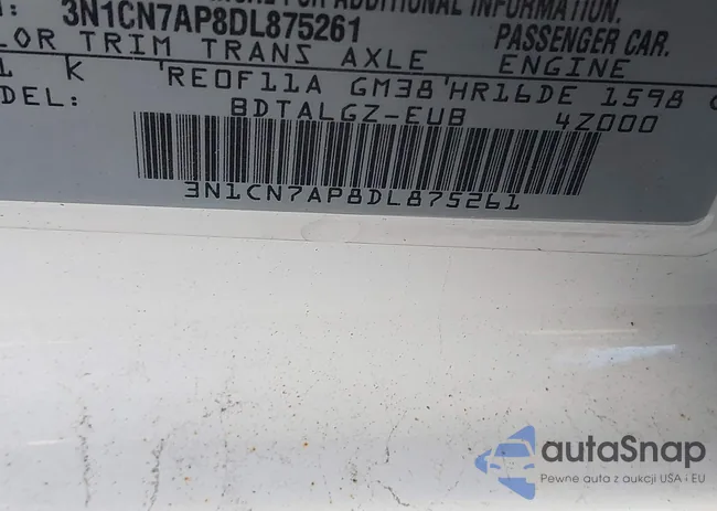 3N1CN7AP8DL875261: 43600903