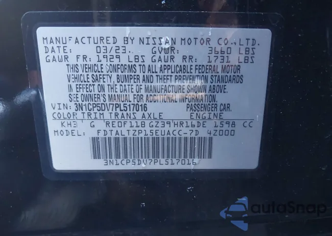 3N1CP5DV7PL517016: 43600908