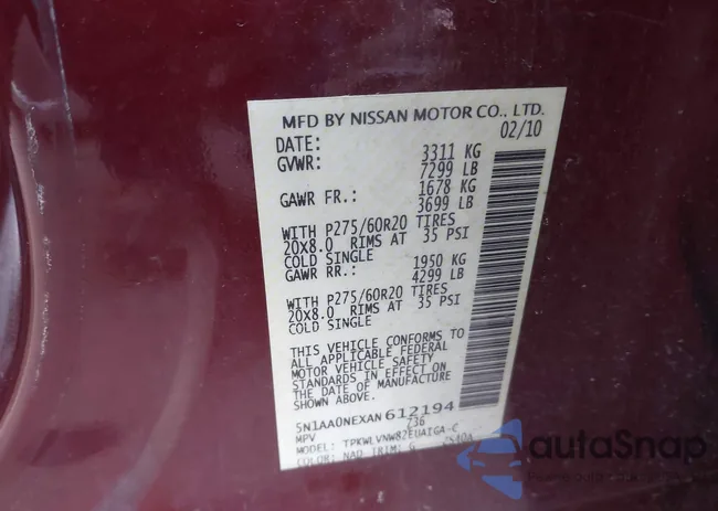 5N1AA0NEXAN612194: 43600939