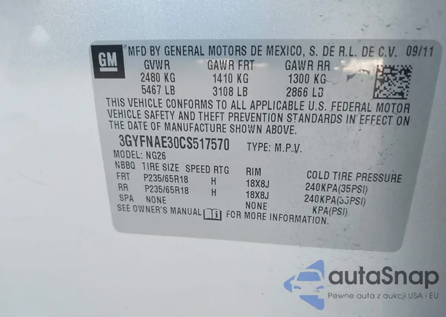 3GYFNAE30CS517570: 43601068