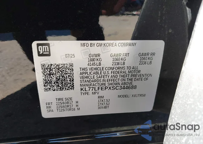 KL77LFEPXSC344688: 43601096