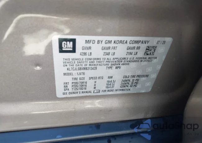 KL7CJLSBXMB313428: 43601108