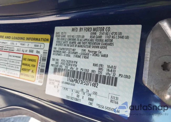 1FA6P8CF3F5371482: 43601138