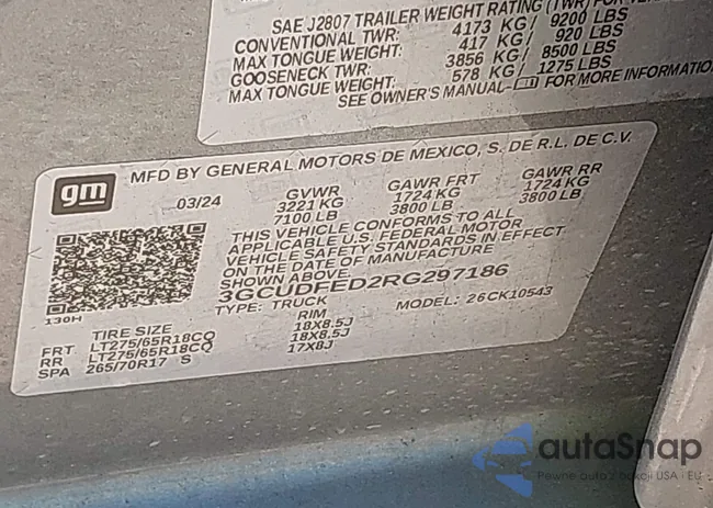 3GCUDFED2RG297186: 43601207