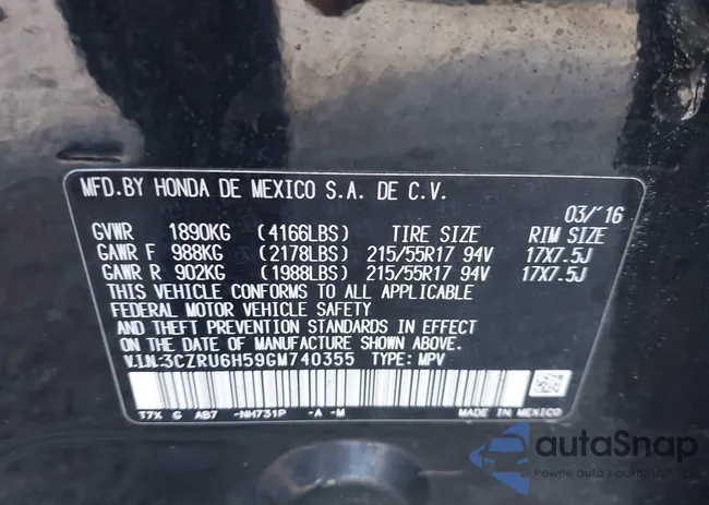 3CZRU6H59GM740355: 43601232