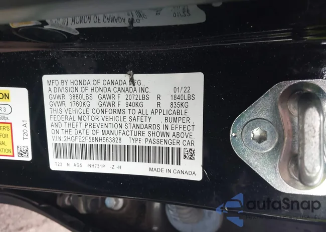 2HGFE2F58NH563828: 43602528