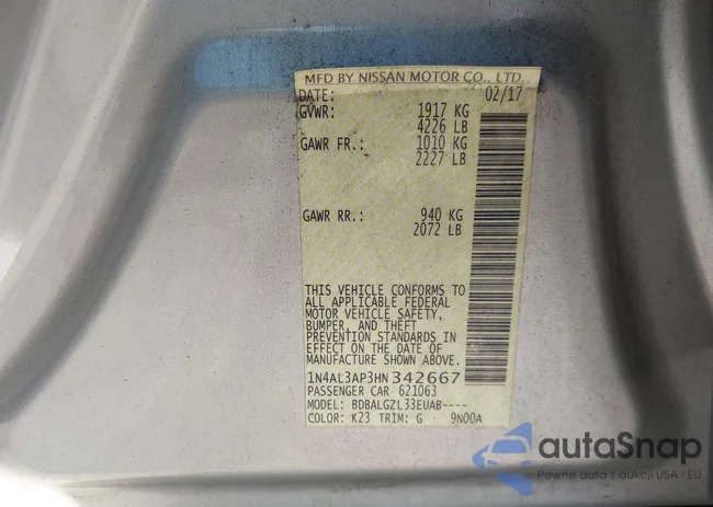 1N4AL3AP3HN342667: 43602558