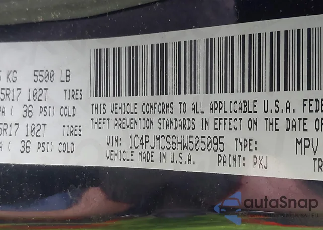 1C4PJMCS6HW505095: 43602579