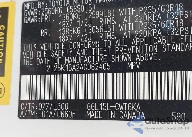 2T2BK1BA2AC062405: 43602622