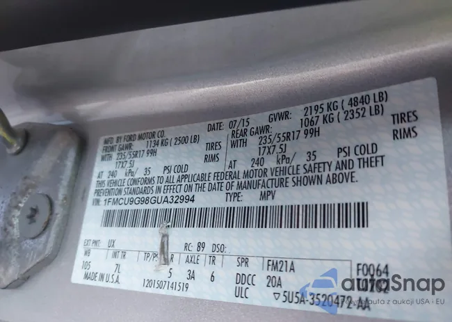 1FMCU9G98GUA32994: 43602689