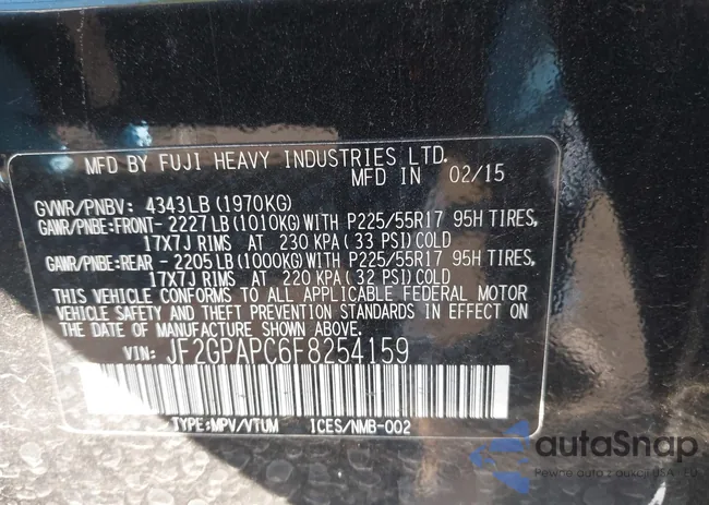 JF2GPAPC6F8254159: 43602749