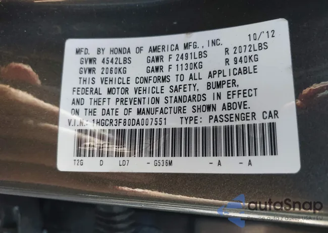 1HGCR3F80DA007551: 43601899