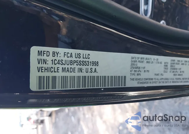 1C4SJUBP5SS531998: 43602003