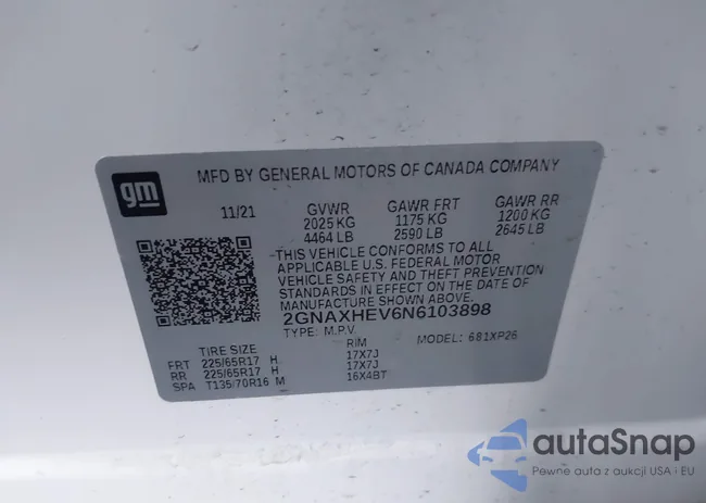 2GNAXHEV6N6103898: 43602053