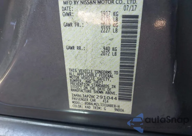 1N4AL3AP2HC291044: 43602091