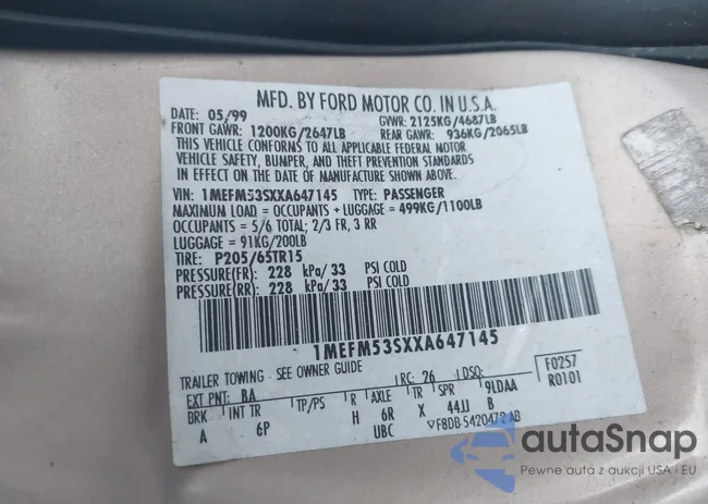 1MEFM53SXXA647145: 43602157