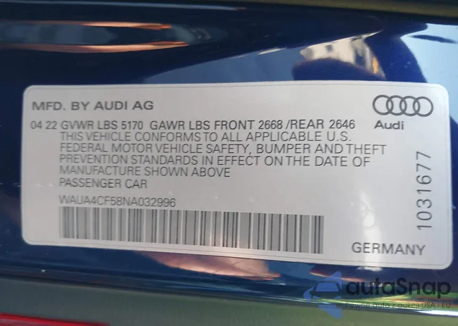 WAUA4CF58NA032996: 43602286
