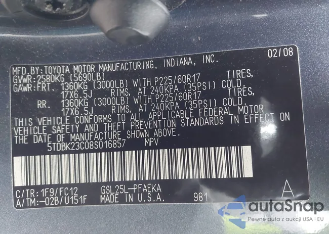 5TDBK23C08S016857: 43603300