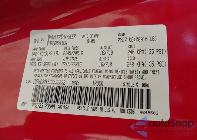 1D7HE22K56S532832: 43603404